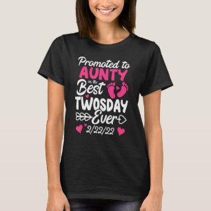 Twosday Promoted To Aunty Aunt New Baby Announceme T-Shirt