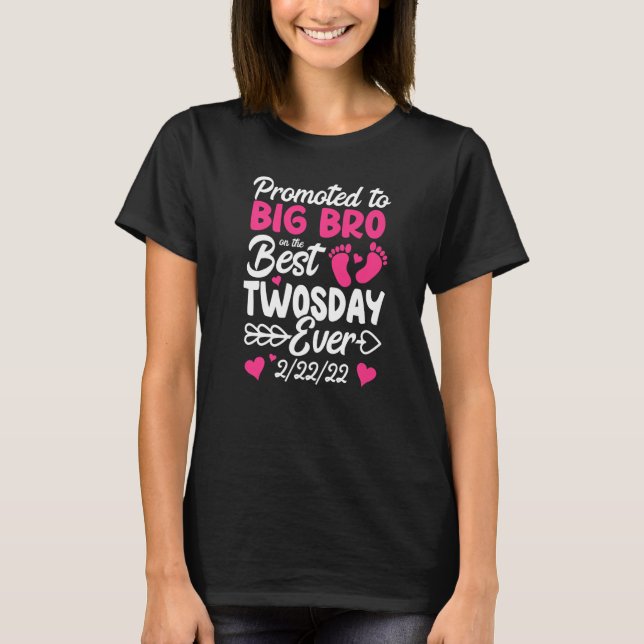 Twosday Promoted To Big Bro Brother Sibling New Ba T-Shirt (Front)