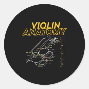 Twoset Violin Violin Anatomy Drawing Diagram Limit Classic Round Sticker