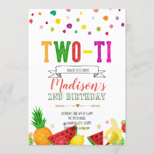 TwoTi Fruiti Second Birthday invitation