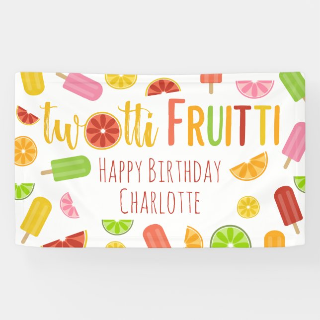 Twotti Fruitti Citrus Ice Pop Second Birthday Banner (Horizontal)