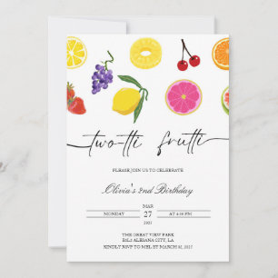 Twotti Frutti 2e anniversaire Invitation Fruit Par