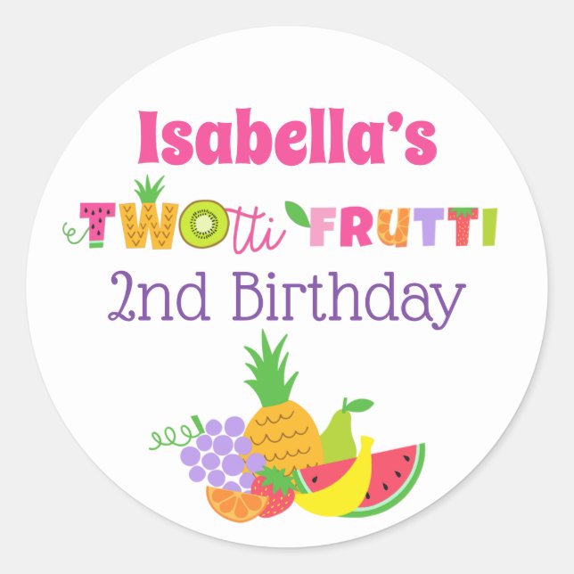 TWOtti Frutti 2e fête d'anniversaire Stickers préf (Devant)