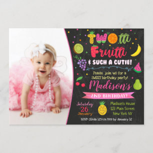 Twotti frutti 2ème anniversaire invitation