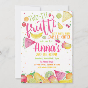 Twotti Frutti 2nd Birthday Fruit Party Invitation