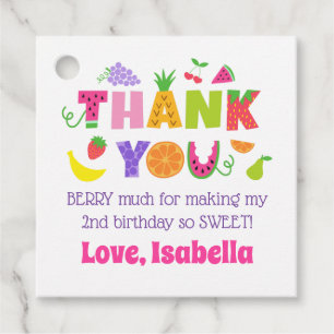 TWOtti Frutti Birthday Party Favour Tags Thank You