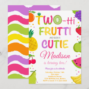 Twotti Frutti Cutie 2nd Birthday Invitation