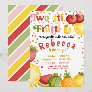 Twotti Frutti Fruity Fun Second Birthday Party Invitation