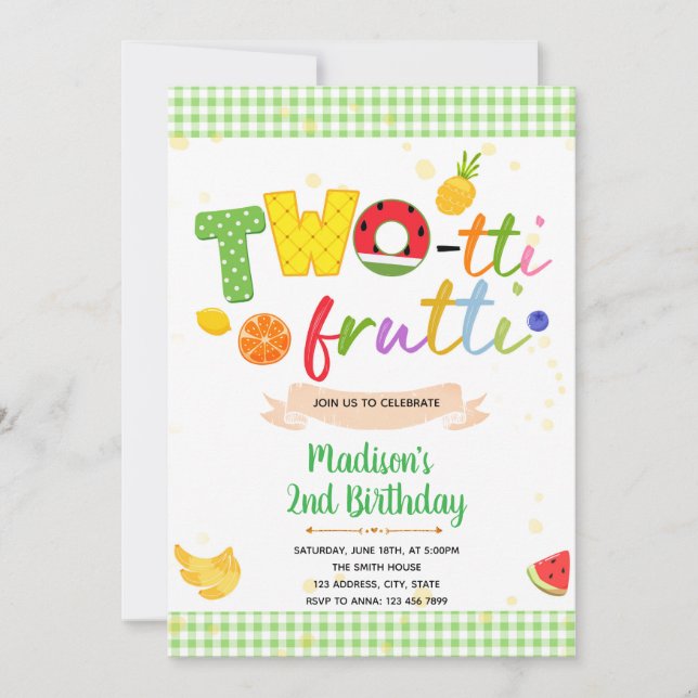 TWOtti Frutti Invitation d'anniversaire (Devant)