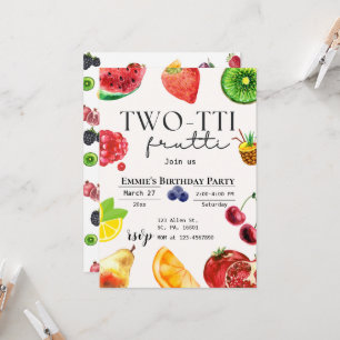 TWOtti Frutti Tropical Fruit Summer 2nd Birthday  Invitation