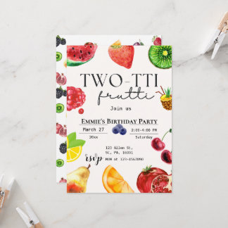 TWOtti Frutti Tropical Fruit Summer 2nd Birthday  Invitation