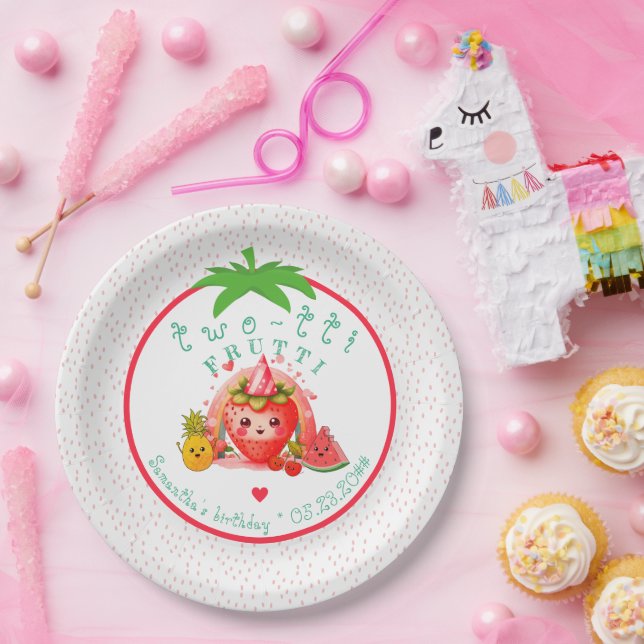 TWOTTI Tutti Frutti Summer Fruit Girl 2nd Birthday Paper Plate (Party)