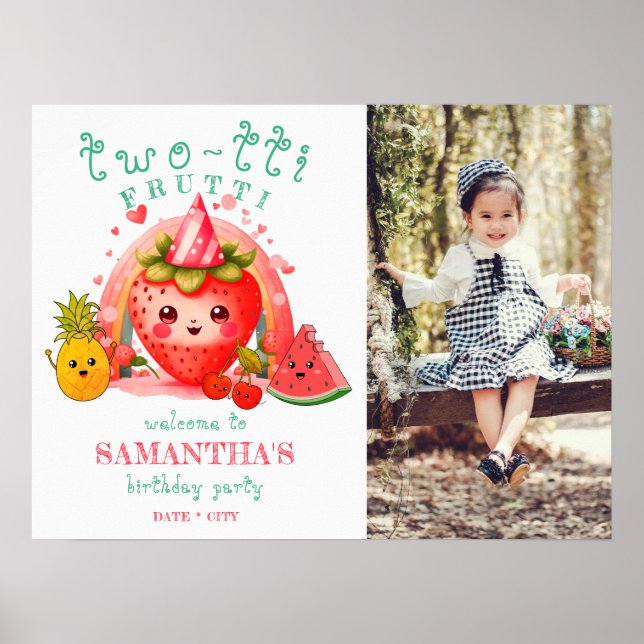 TWOTTI Tutti Frutti Summer Fruit Kids 2nd Birthday Poster (Front)