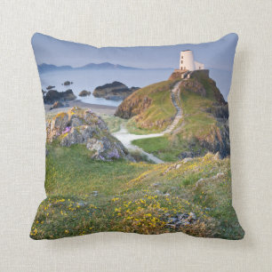 Twr Mawr Lighthouse On Llanddwyn Island Throw Pillow