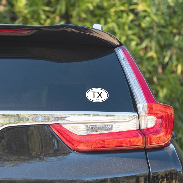TX - Oval Texas code d'état autocollant vinyle (Côté voiture)