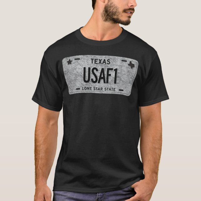 TX State Vanity License Plate USAF1 T-Shirt (Front)