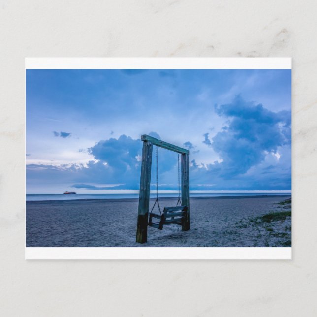 tybee island beach savannah georgia ocean evening postcard (Front)