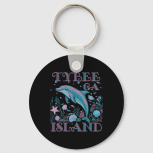 Tybee Island Ga Dolphin Lover Colorful Beach Souve Keychain