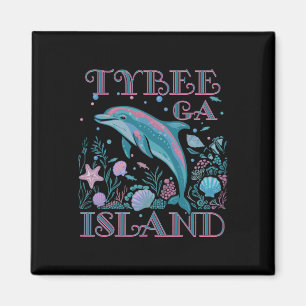 Tybee Island Ga Dolphin Lover Colorful Beach Souve Magnet