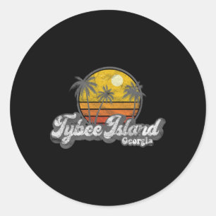 Tybee Island Ga Retro 70's Vintage Surfer Gift Classic Round Sticker