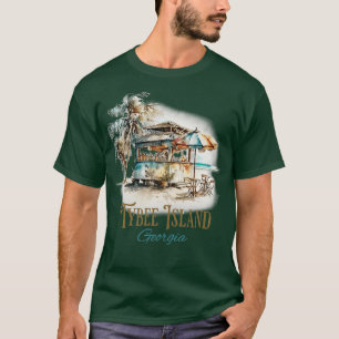 Tybee Island GA Tiki Bar Beach Watercolor Design T T-Shirt