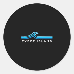 Tybee Island Ga Waves Vintage Mens Women Girls Boy Classic Round Sticker