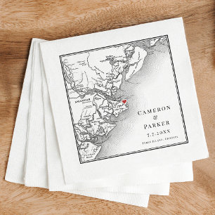 Tybee Island Georgia Map Elegant Wedding Napkin