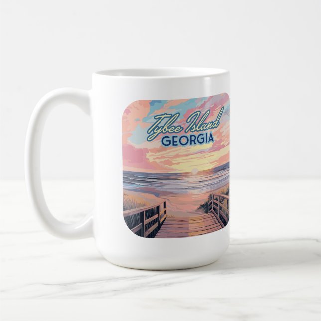 Tybee Island Georgia Sunrise Beach Savannah Coffee Mug (Left)