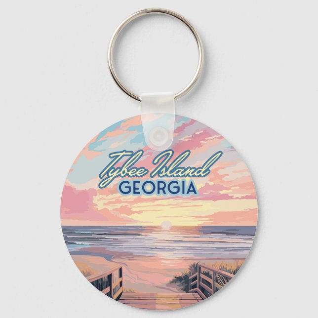 Tybee Island Georgia Sunrise Beach Savannah Keychain (Front)