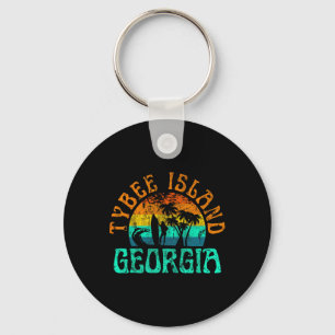 Tybee Island Georgia Surfing Beach Ocean Waves Sur Keychain