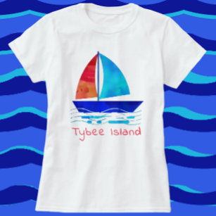 Tybee Island Georgia Vacation Watercolor Sailboat  T-Shirt