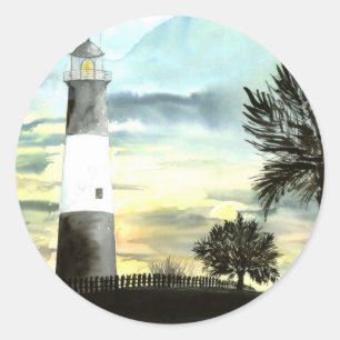 TYBEE Island Lighthouse art collectable gifts Classic Round Sticker