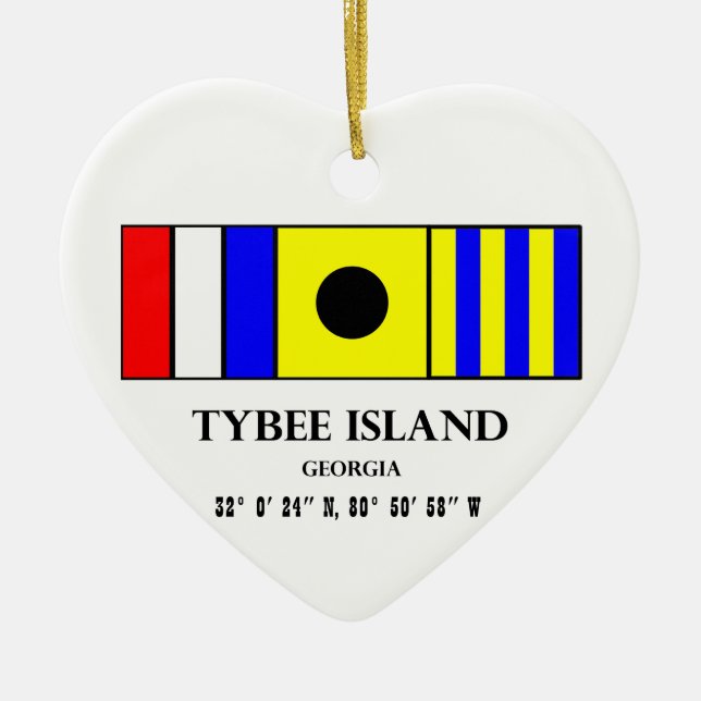 Tybee Island Nautical Flag Ceramic Ornament (Front)
