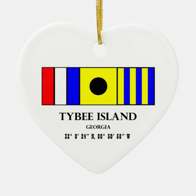 Tybee Island Nautical Flag Ceramic Ornament (Front)