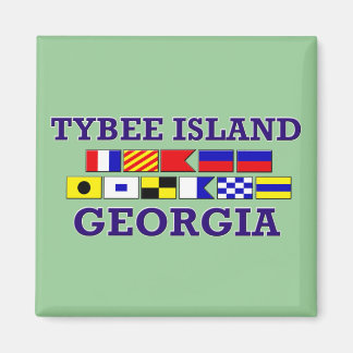 Tybee Island Nautical Flag - Square Magnet