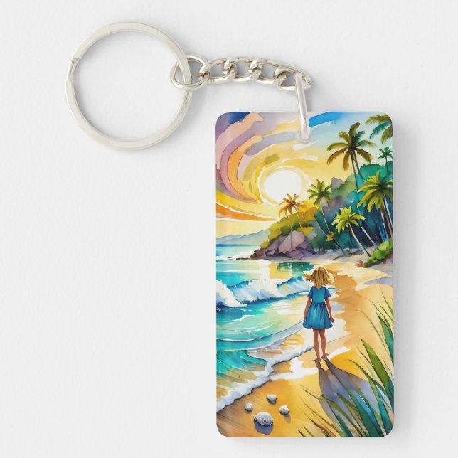 Tybee Island Watercolor Keychain (Front)
