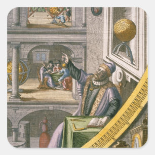 Tycho Brahe (1546-1601) aged 40, amongst his astro Square Sticker