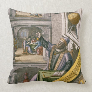 Tycho Brahe (1546-1601) aged 40, amongst his astro Throw Pillow