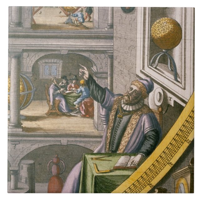 Tycho Brahe (1546-1601) aged 40, amongst his astro Tile (Front)