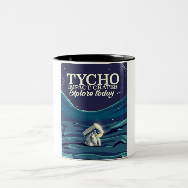 Tycho moon travel poster Two-Tone coffee mug (Center)