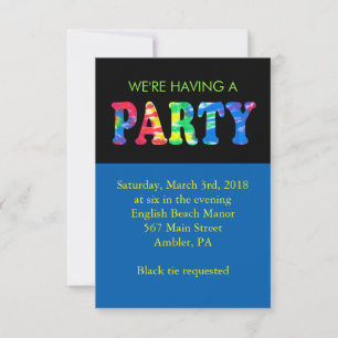TYE DYE Bar Mitzvah Invitation Carte de réception