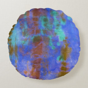 Tye Dye Composition #9 by Michael Moffa Round Pillow