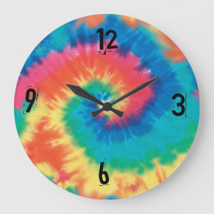 Tye Dye Hippie Clock - Text Can Be Modified