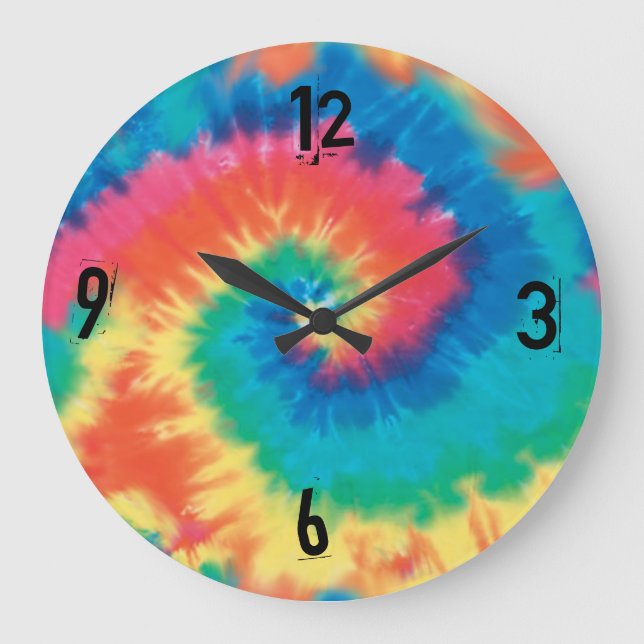 Tye Dye Hippie Clock - Text Can Be Modified (Front)