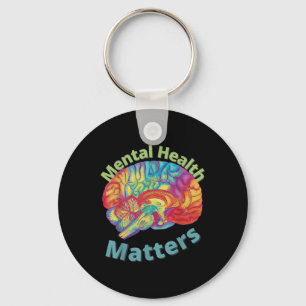 Tye Dye Mental Health S Human Brain Illness Awaren Keychain