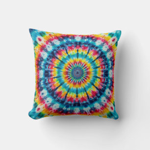 Tye-Dye Psychedelic Square Living Room or Bedroom Throw Pillow