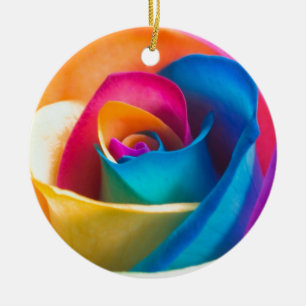 Tye Dye single rose Ceramic Ornament