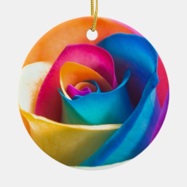 Tye Dye single rose Ceramic Ornament (Front)