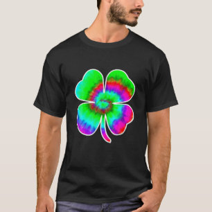 Tye Dye St Patricks Day Women Men Green Clover Iri T-Shirt