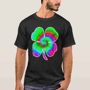 Tye Dye St Patricks Day Women Men Green Clover Iri T-Shirt